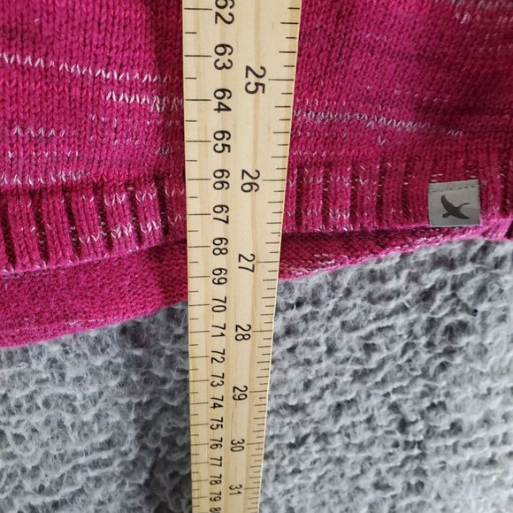 Eddie Bauer Sweater Womens Large Pink Striped Cotton Blend V-Neck Pullover - Picture 4 of 8